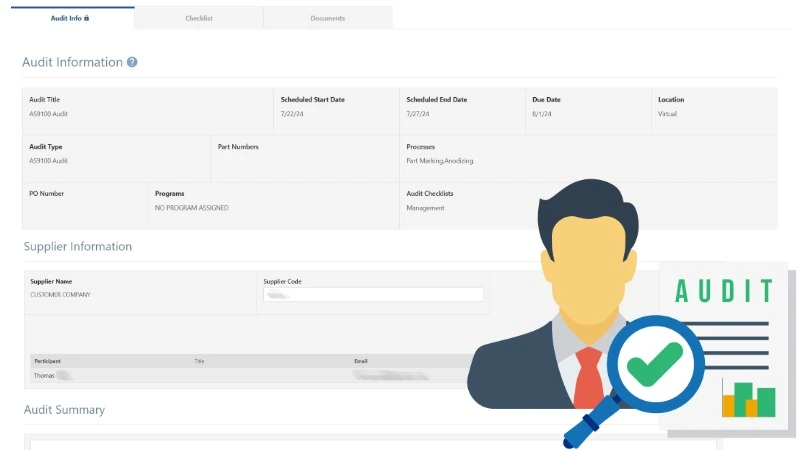 Image of Net-Inspect compliance audit software, audit record information with supplier collaboration